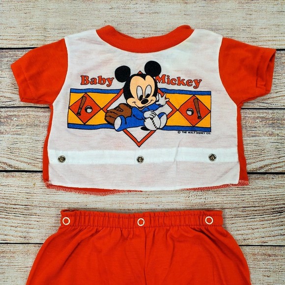 Vintage Waly Disney Co. Mickey Mouse 1984 Snap Pajamas Toddler Size 9M US Made - Picture 9 of 11
